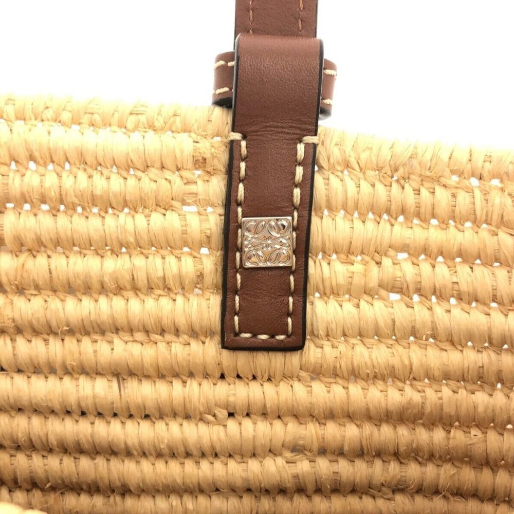 ❌SOLD❌ Loewe Small Square Basket bag in raffia and calfskin - Picture 7 of 12